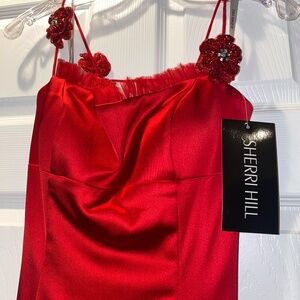 Sherri Hill  Satin Gown. Red Size 0